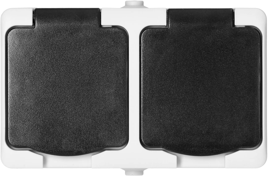 Orno Lizdas Dvigubas lizdas 2X2P+Z Schuko AQUATIC MINI IP 54 baltas ir juodas