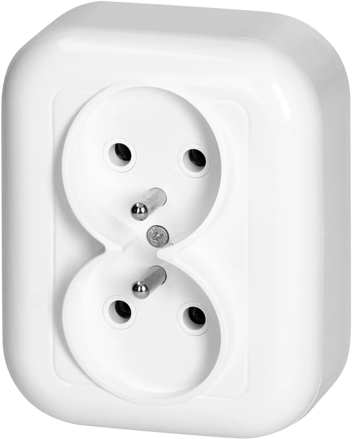 Gniazdo Lizdas Dvigubas lizdas be išvado 2x2p+Z 16A, 250V, su ventiliatoriumi, baltas