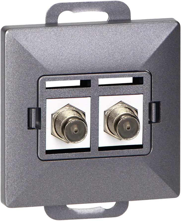 Gniazdo Dviguba antracito spalvos lizdų sistema Pearl, TV/F-F1/P2