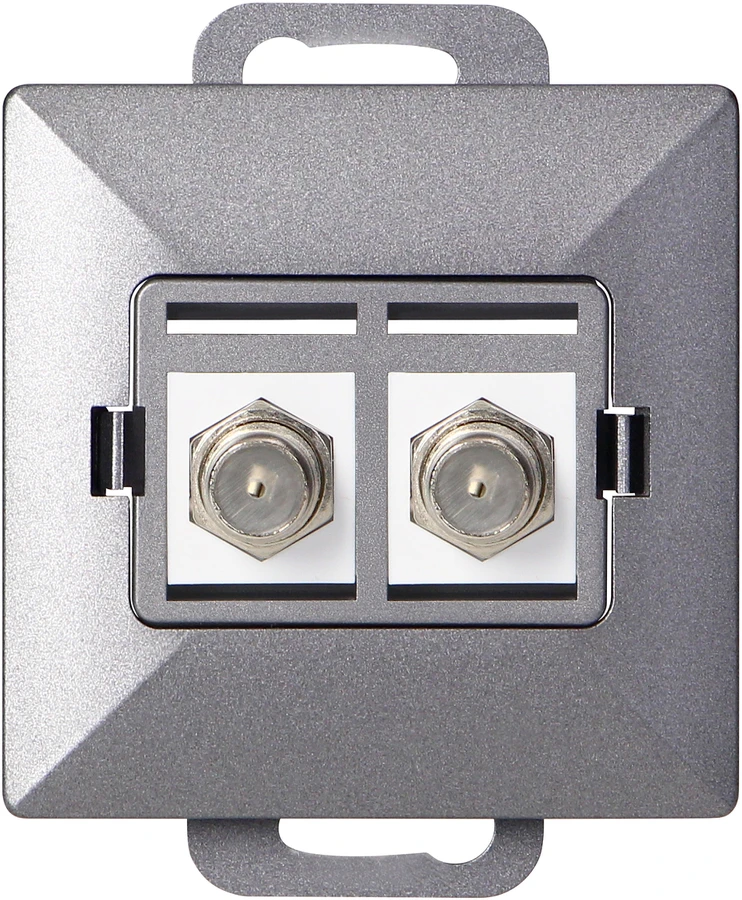Gniazdo Dviguba antracito spalvos lizdų sistema Pearl, TV/F-F1/P2
