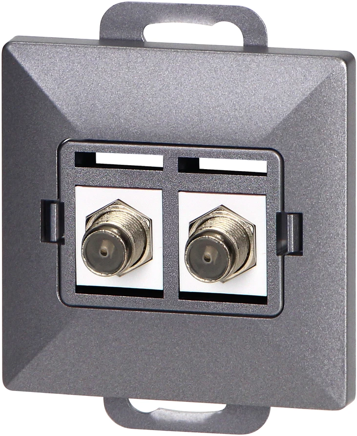 Gniazdo Dviguba antracito spalvos lizdų sistema Pearl, TV/F-F1/P2