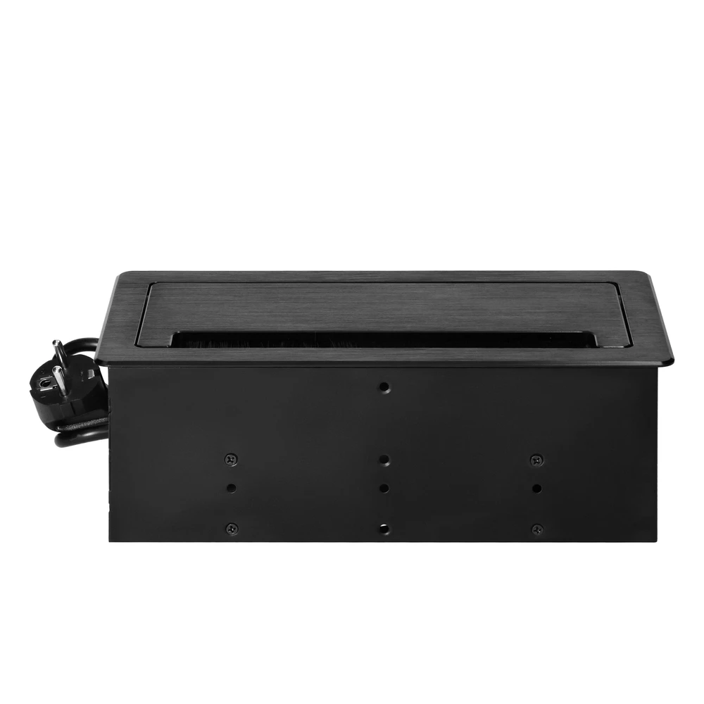 Gniazdo Lizdas Į stalviršį įleidžiamas baldų lizdas su plokščiu frezuotu kraštu, dulkių šepetėliu ir 1,5 m laidu, 2x2P+Z (prancūziškas), 2xUSB (A+C tipo; 3,6A), 2xNET, juodas