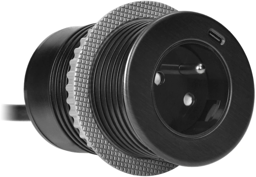 Orno Lizdas Įleidžiamas lizdas 2P+Z su „EasyEject“ sistema, USB 3.0, 1,5 m + USB adapteris