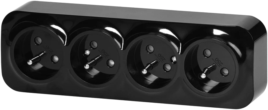 Orno Lizdas Keturgubas „ToDo“ lizdas 2P+Z IP20, 16A, 230V AC, juodas