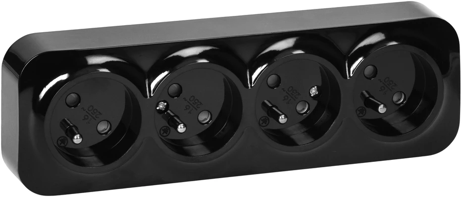 Orno Lizdas Keturgubas „ToDo“ lizdas 2P+Z IP20, 16A, 230V AC, juodas