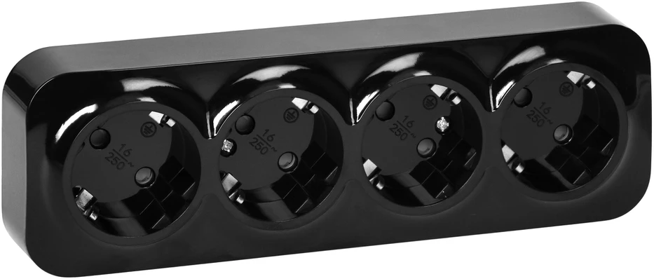 Orno Lizdas Keturgubas „ToDo“ lizdas 2P+Z, Schuko IP20, 16A, 230V AC, juodas