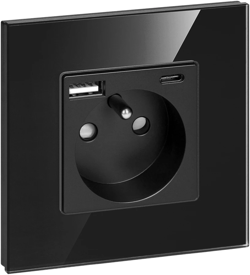 Orno Lizdas Lizdas 2P+Z, USB-A + USB-C, PD, maks. 20W, juodas