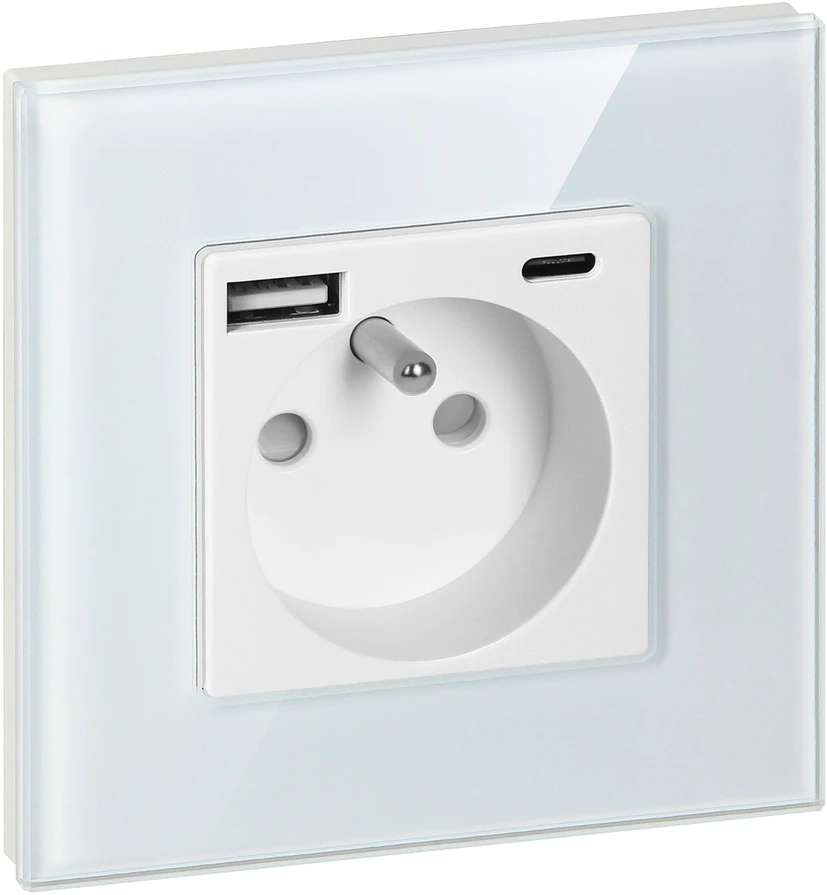 Orno Lizdas Lizdas 2P+Z, USB-A + USB-C, PD, maks. 20W, baltas