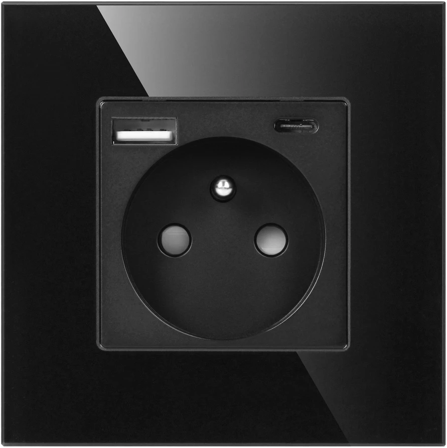 Orno Lizdas Lizdas 2P+Z, USB-A + USB-C, PD, maks. 20W, juodas