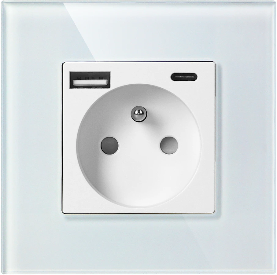 Orno Lizdas Lizdas 2P+Z, USB-A + USB-C, PD, maks. 20W, baltas