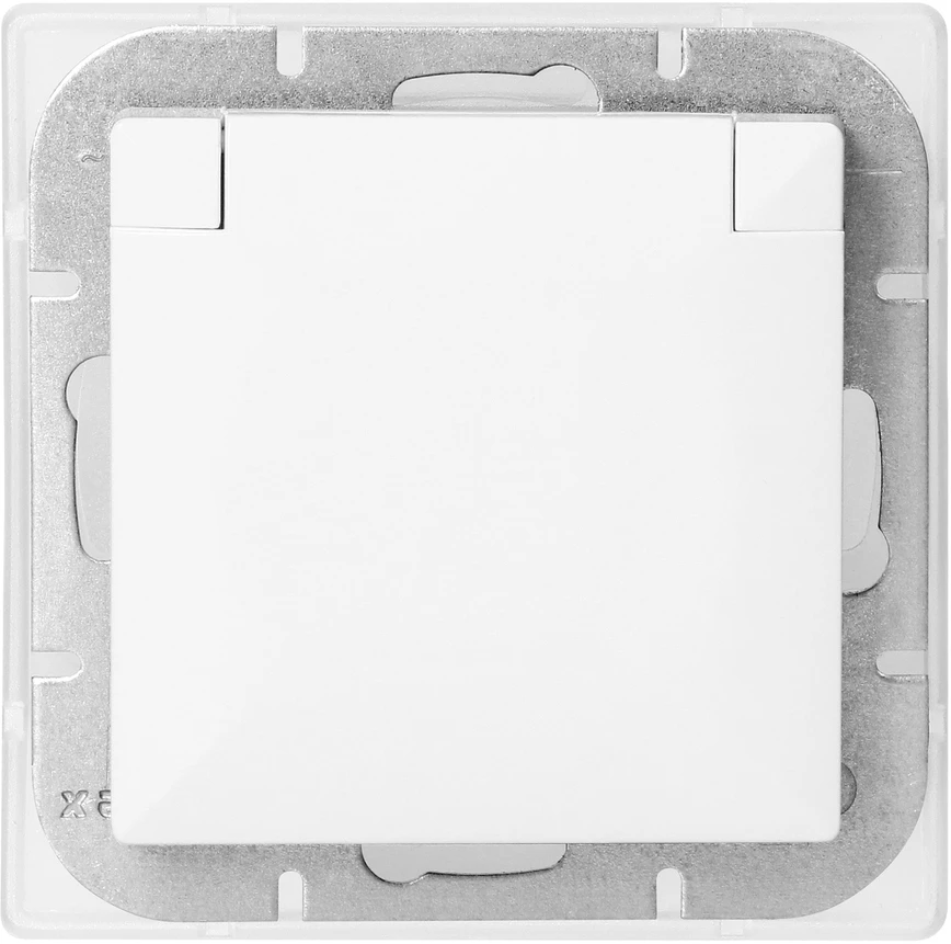 Gniazdo Lizdas Lizdas su 2P+Z apsauga nuo vandens purslų, su atvartu, Pearl, 16A, 250V, PT-17PH, baltas