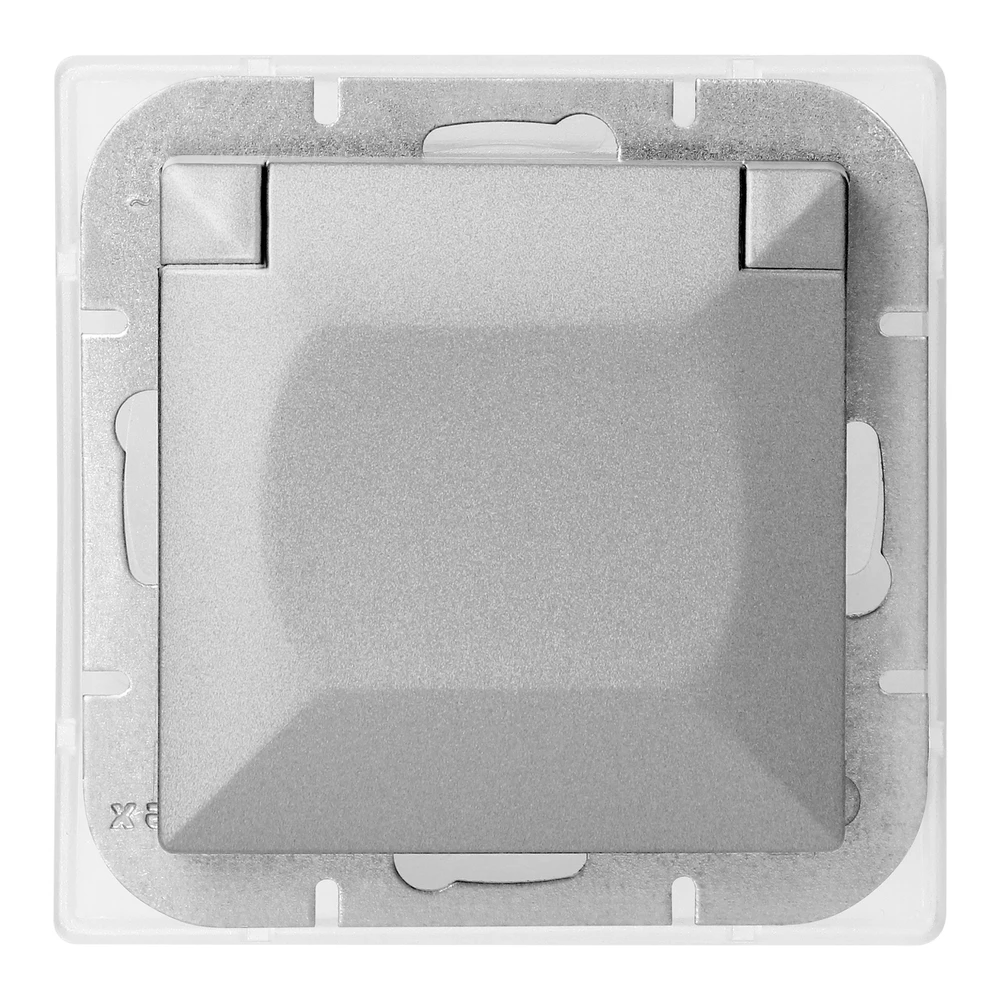 Gniazdo Lizdas Lizdas su 2P+Z apsauga nuo vandens purslų su atvartu, Pearl, 16A, 250V, PT-16PH, sidabrinis