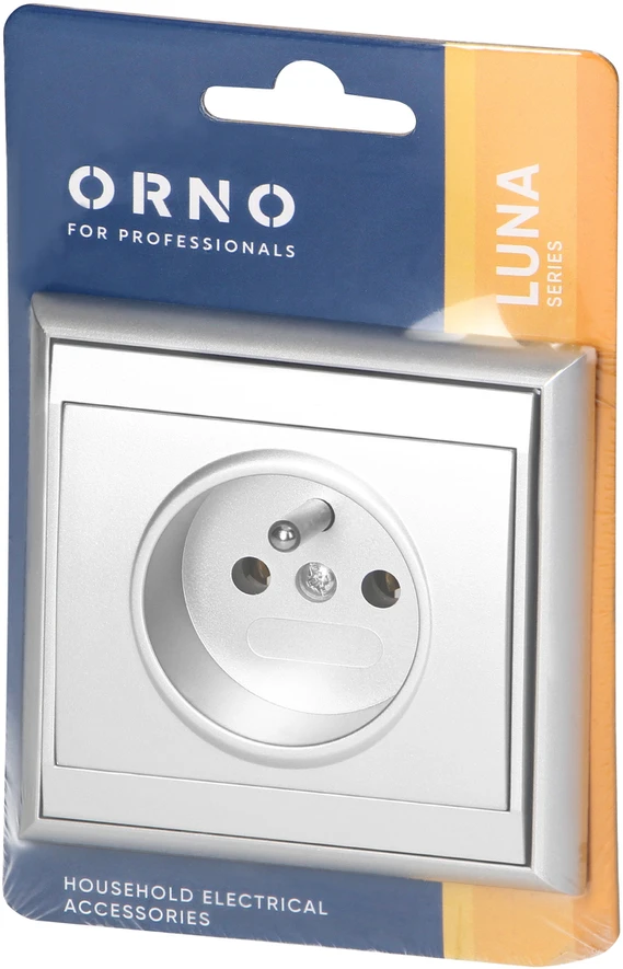 Gniazdo Viengubas įmontuojamas lizdas Luna, 16A, 250V, sidabrinis