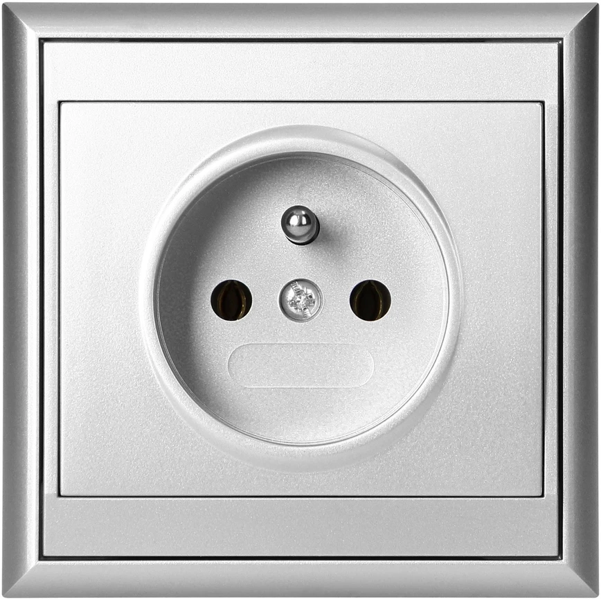 Gniazdo Viengubas įmontuojamas lizdas Luna, 16A, 250V, sidabrinis