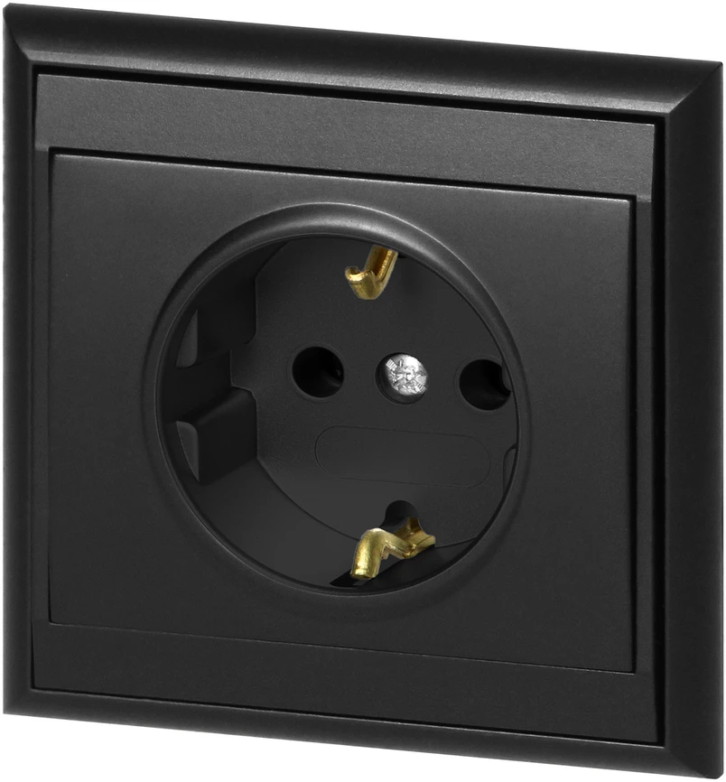 Gniazdo Lizdas Lizdas su 2P+Z lizdu, Schuko Luna, 16A, 250V, PT-17L, juodas