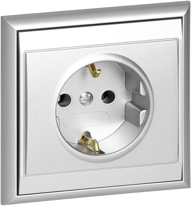 Gniazdo Lizdas Lizdas su 2P+Z lizdu, Schuko Luna, 16A, 250V, PT-17L, sidabrinis