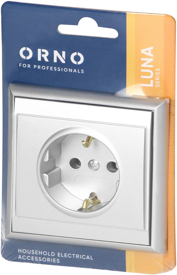 Gniazdo Lizdas Lizdas su 2P+Z lizdu, Schuko Luna, 16A, 250V, PT-17L, sidabrinis