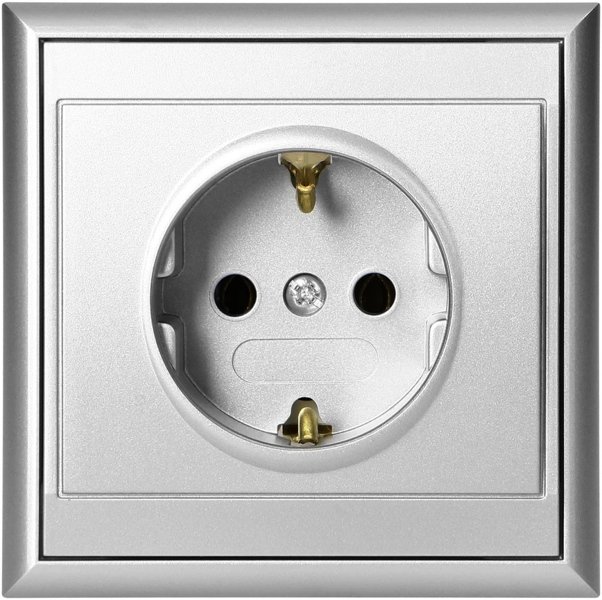 Gniazdo Lizdas Lizdas su 2P+Z lizdu, Schuko Luna, 16A, 250V, PT-17L, sidabrinis