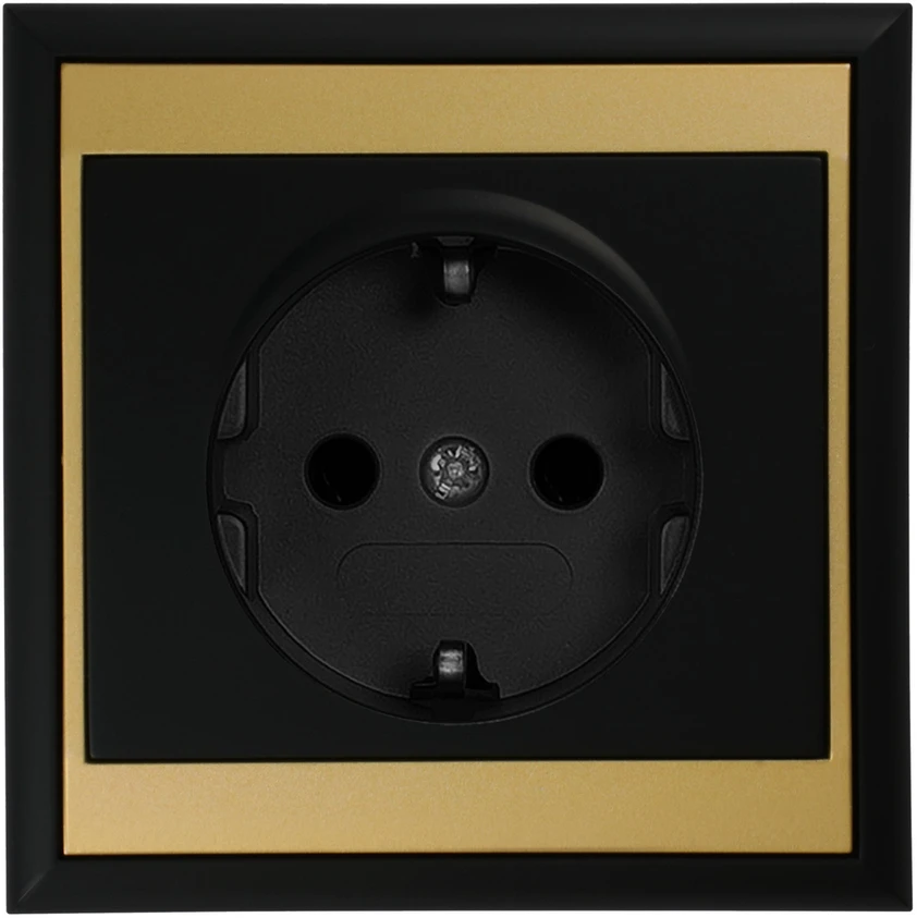 Gniazdo Lizdas Lizdas su 2P+Z lizdu, Schuko Luna, 16A, 250V, PT-17L, juodas/auksinis