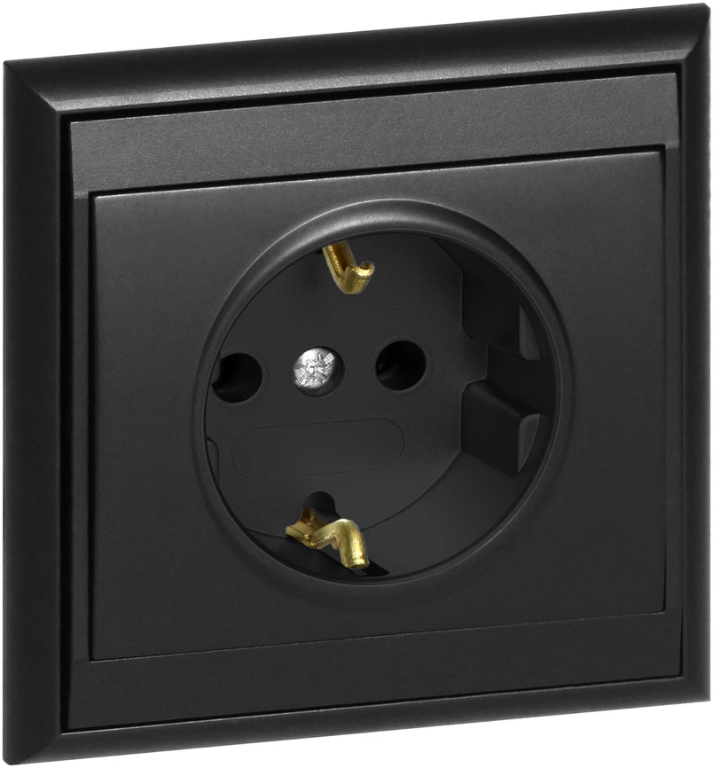 Gniazdo Lizdas Lizdas su 2P+Z lizdu, Schuko Luna, 16A, 250V, PT-17L, juodas