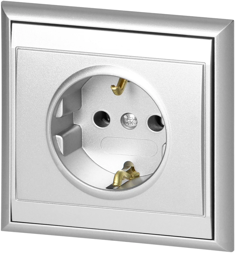 Gniazdo Lizdas Lizdas su 2P+Z lizdu, Schuko Luna, 16A, 250V, PT-17L, sidabrinis