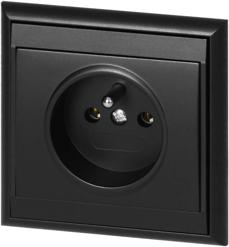 Gniazdo Lizdas Lizdas su 2P+Z „Luna“, 16A, 250V, PT-16L, juodas