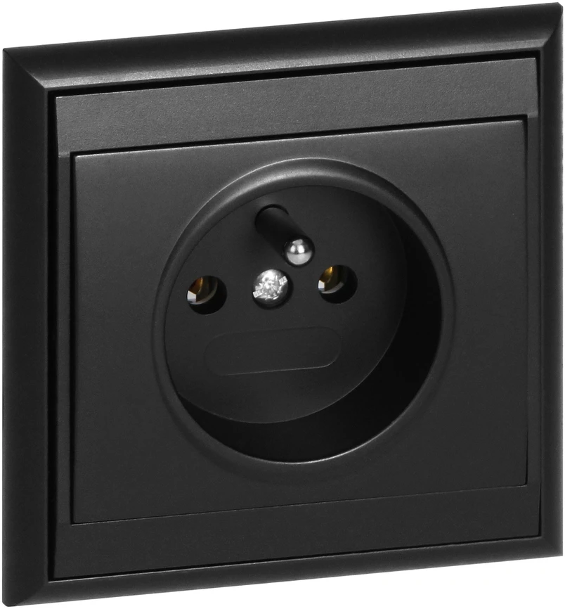 Gniazdo Lizdas Lizdas su 2P+Z „Luna“, 16A, 250V, PT-16L, juodas