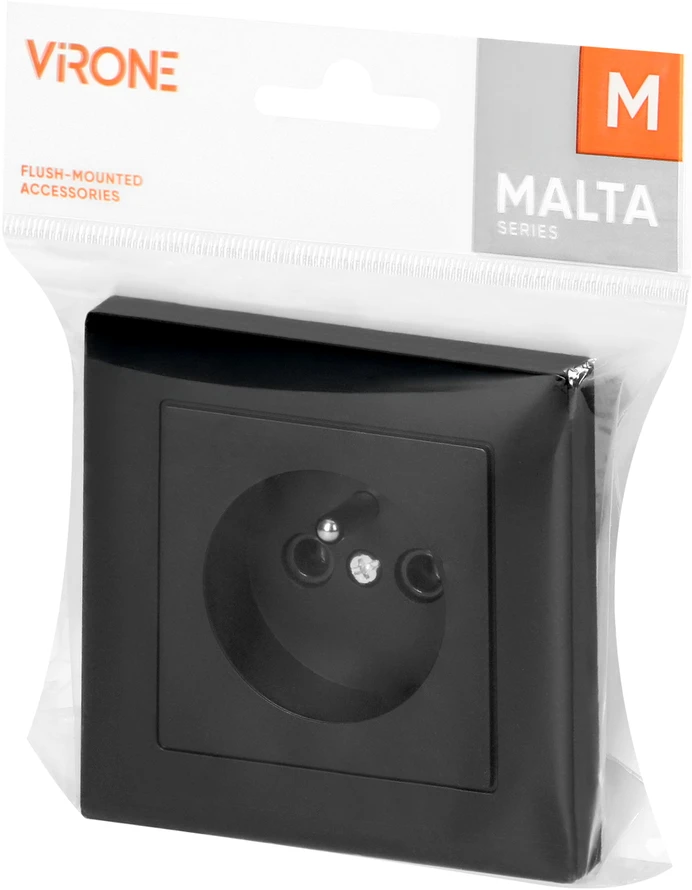 Gniazdo Lizdas Lizdas su 2P+Z, Malta, 16A, 250V, PT-16M, matinės juodos spalvos