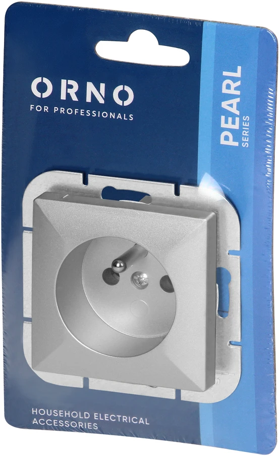 Gniazdo Vienguba elektros lizdas Pearl, 16A, 250V, sidabrinis