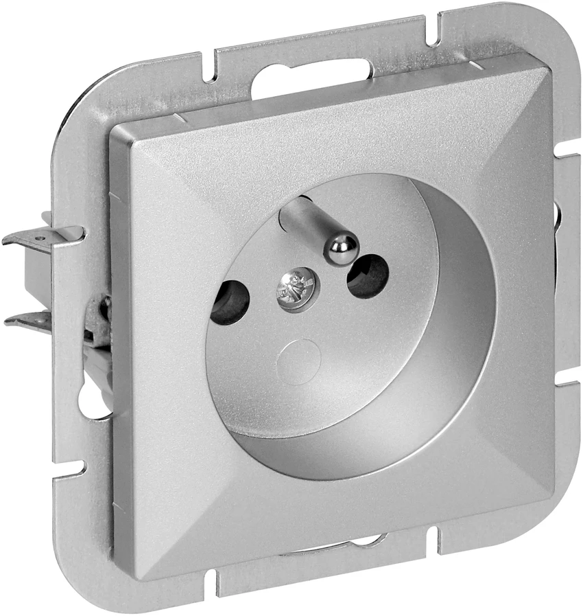 Gniazdo Vienguba elektros lizdas Pearl, 16A, 250V, sidabrinis