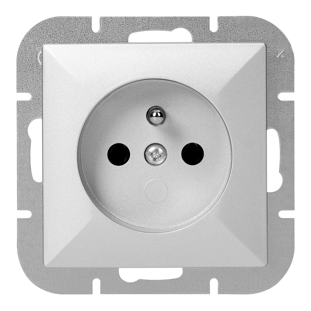 Gniazdo Vienguba elektros lizdas Pearl, 16A, 250V, sidabrinis