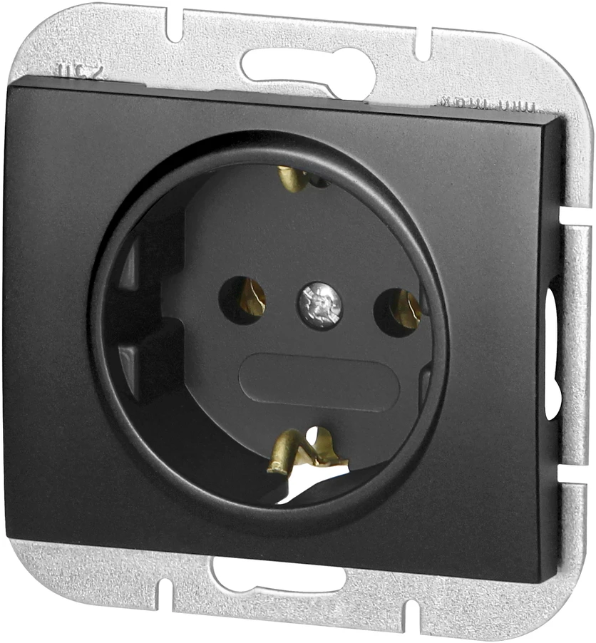 Gniazdo Lizdas Lizdas su 2P+Z Schuko Onyx, 16A, 250V, PT-17O, juodas