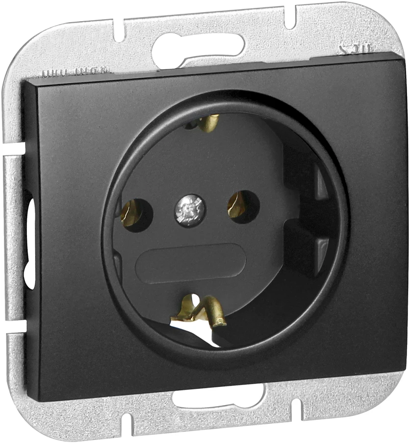 Gniazdo Lizdas Lizdas su 2P+Z Schuko Onyx, 16A, 250V, PT-17O, juodas
