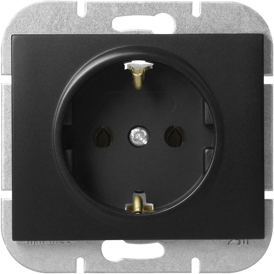 Gniazdo Lizdas Lizdas su 2P+Z Schuko Onyx, 16A, 250V, PT-17O, juodas