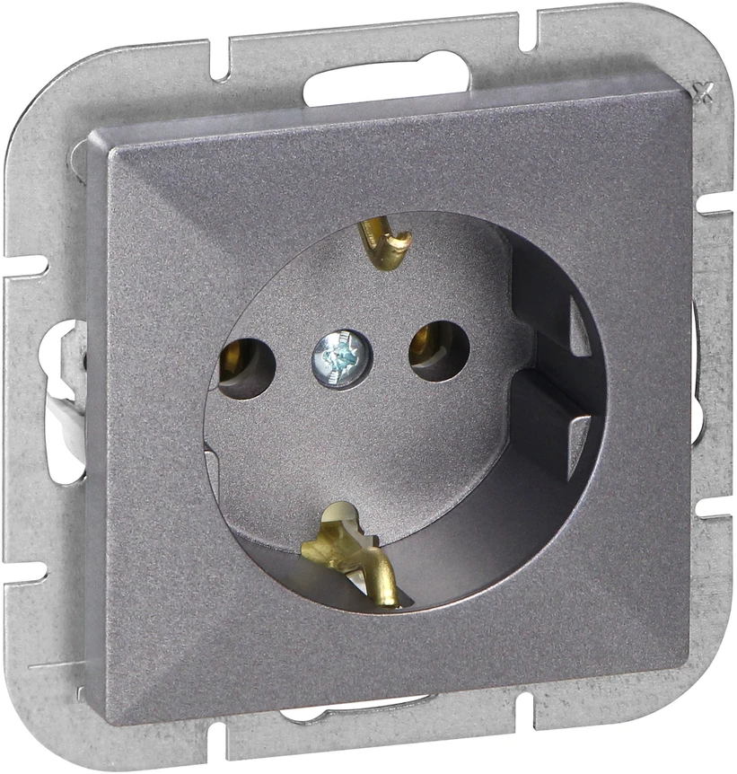 Gniazdo Lizdas Lizdas su 2P+Z Schuko Pearl, 16A, 250V, PT-17P, antracito spalvos