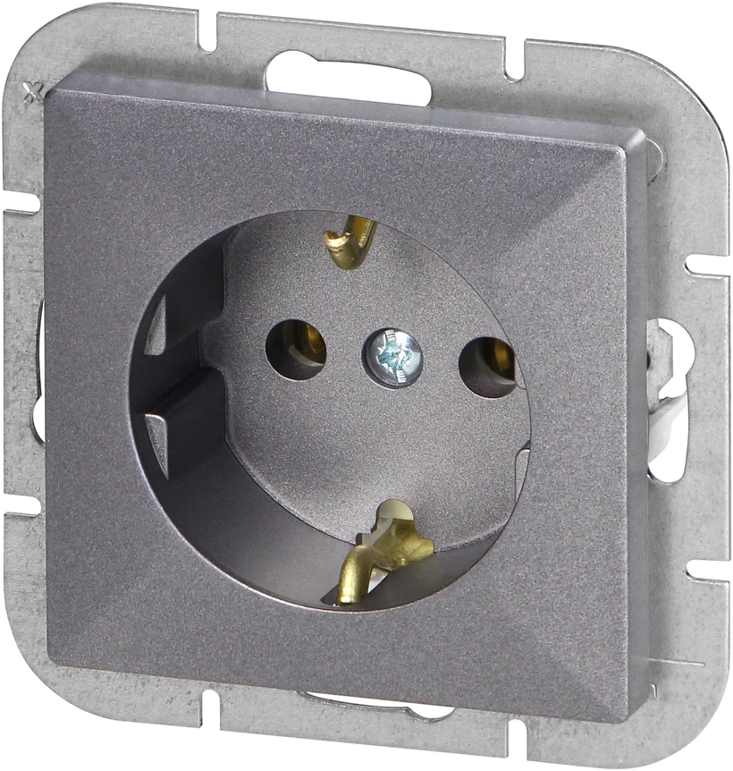Gniazdo Lizdas Lizdas su 2P+Z Schuko Pearl, 16A, 250V, PT-17P, antracito spalvos
