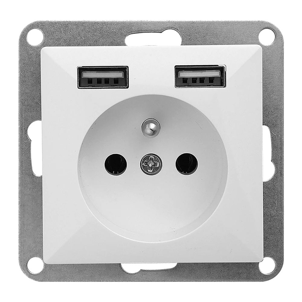 Gniazdo Lizdas Lizdas su kištuku, 2P+E, su Pearl įkrovikliu, 16A, 250V, PT-16P/USB, baltas