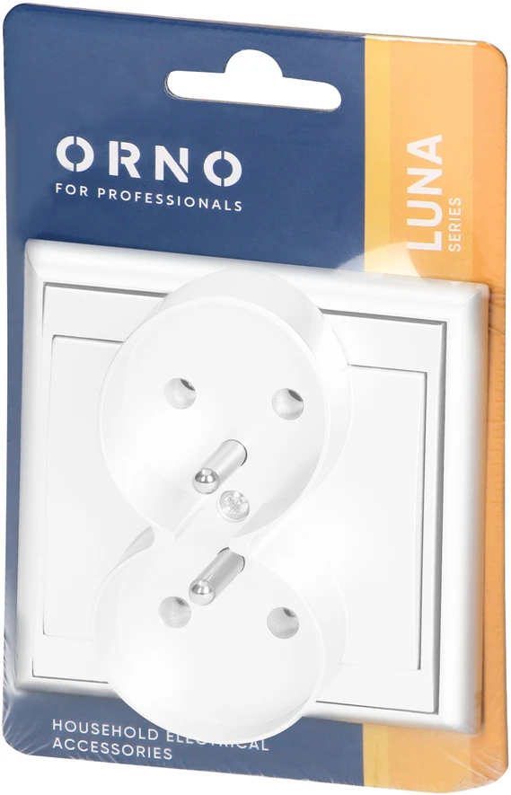 Gniazdo Lizdas Luna dvigubas kištukinis lizdas 2x2P+Z, 16A, 250V, PT-6LR, baltas