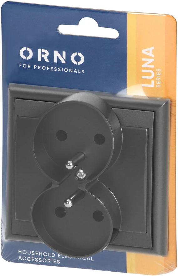 Gniazdo Lizdas Luna dvigubas kištukinis lizdas 2x2P+Z, 16A, 250V, PT-6LR, juodas