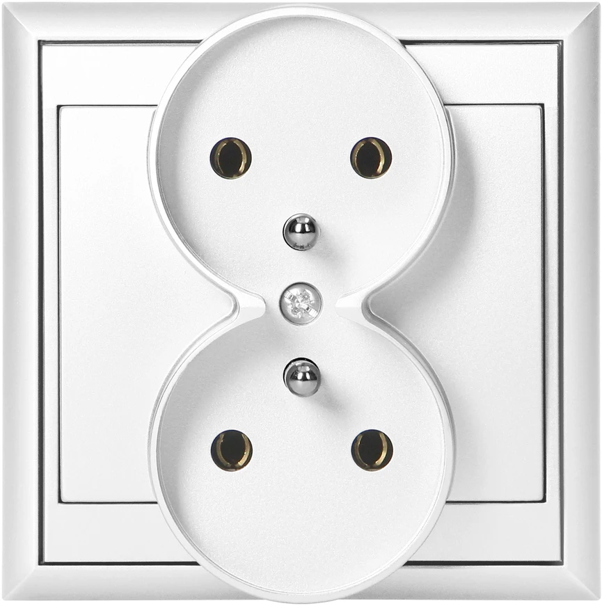 Gniazdo Lizdas Luna dvigubas kištukinis lizdas 2x2P+Z, 16A, 250V, PT-6LR, baltas