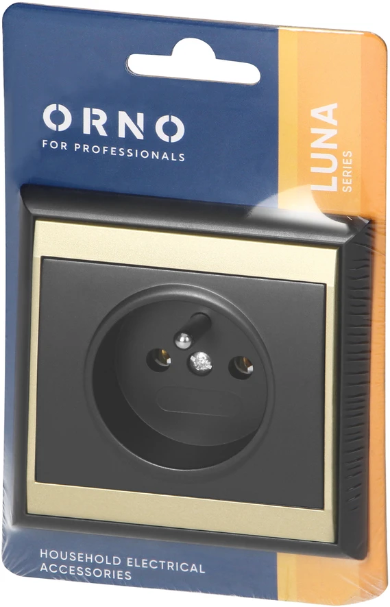 Gniazdo Lizdas Luna vieno lizdo 2P+Z, 16A, 250V, PT-16L, juodas/auksinis