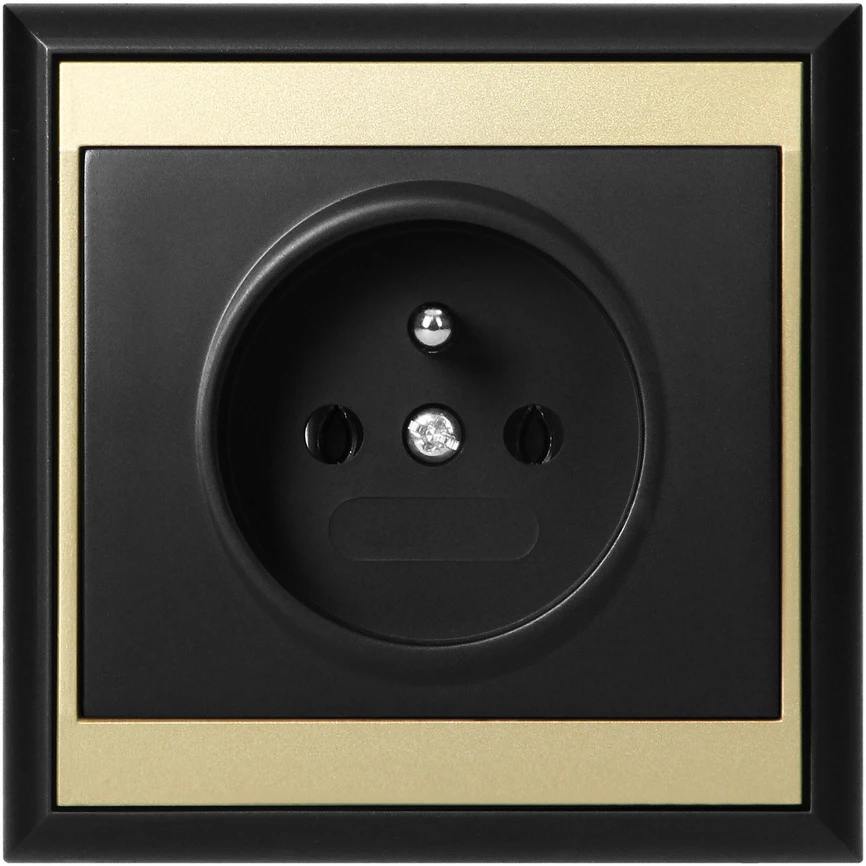 Gniazdo Lizdas Luna vieno lizdo 2P+Z, 16A, 250V, PT-16L, juodas/auksinis