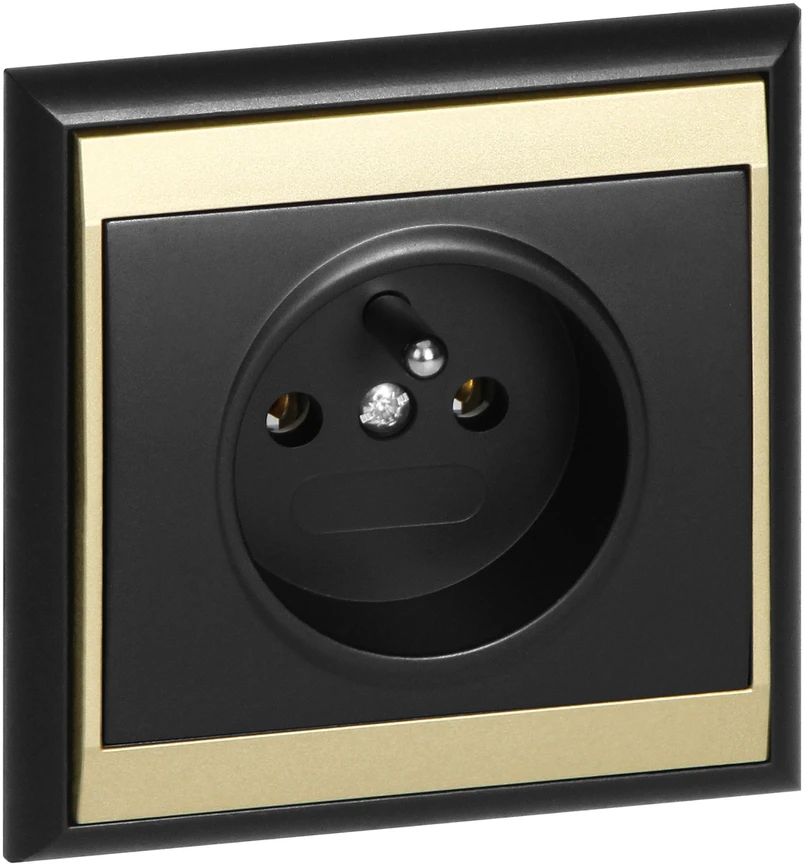 Gniazdo Lizdas Luna vieno lizdo 2P+Z, 16A, 250V, PT-16L, juodas/auksinis