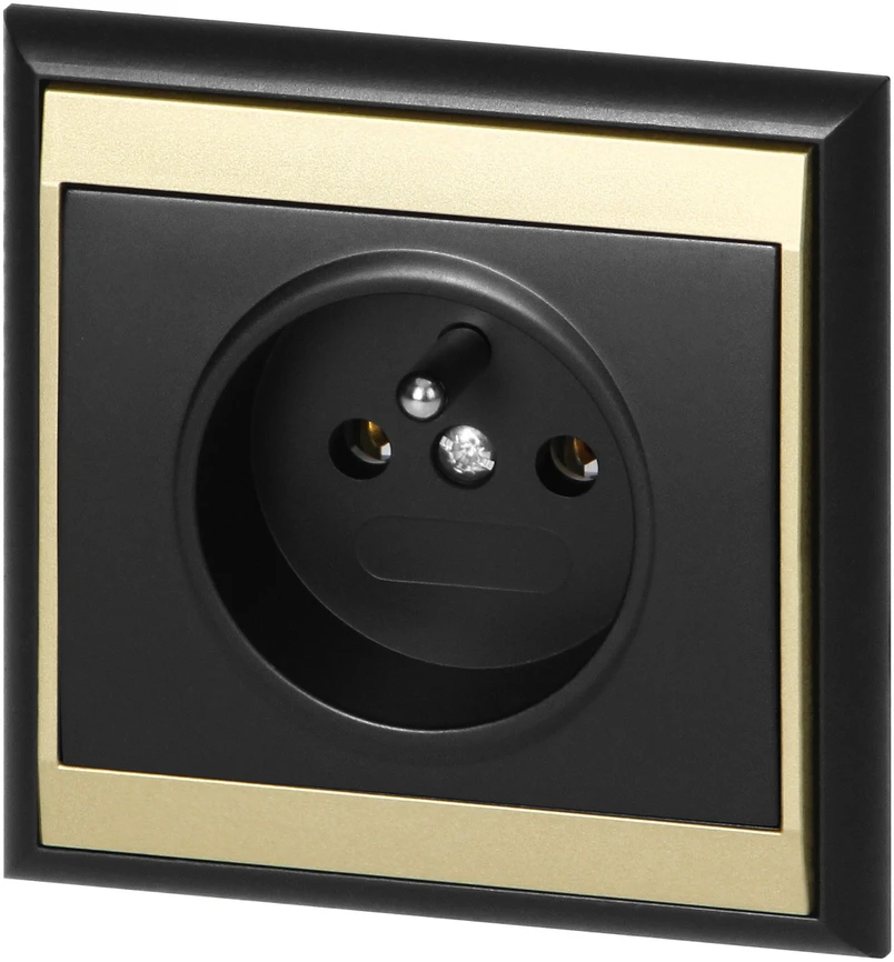 Gniazdo Lizdas Luna vieno lizdo 2P+Z, 16A, 250V, PT-16L, juodas/auksinis