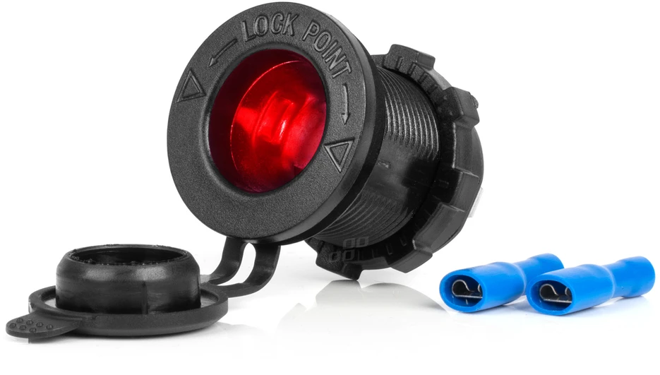 Vandeniui atsparus automobilio cigarečių degiklio maitinimo lizdas su raudonu LED apšvietimu,12/24V AMIO-04219