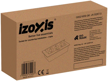 Stalviršyje paslėptas lizdas - trigubas Izoxis 21659