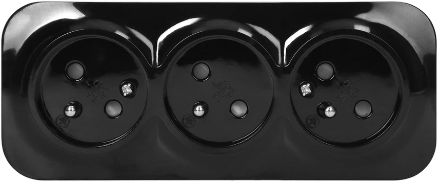 Orno Lizdas „ToDo“ trigubas lizdas 2P+Z IP20, 16A, 230V AC, juodas