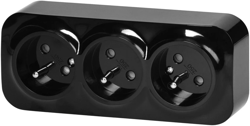 Orno Lizdas „ToDo“ trigubas lizdas 2P+Z IP20, 16A, 230V AC, juodas