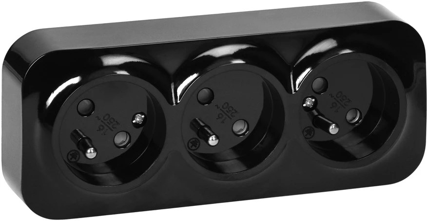 Orno Lizdas „ToDo“ trigubas lizdas 2P+Z IP20, 16A, 230V AC, juodas