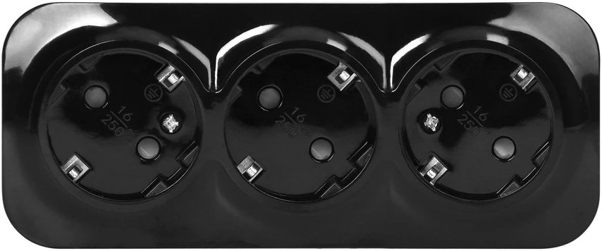 Orno Lizdas „ToDo“ trigubas lizdas 2P+Z Schuko IP20, 16A, 230V AC, juodas